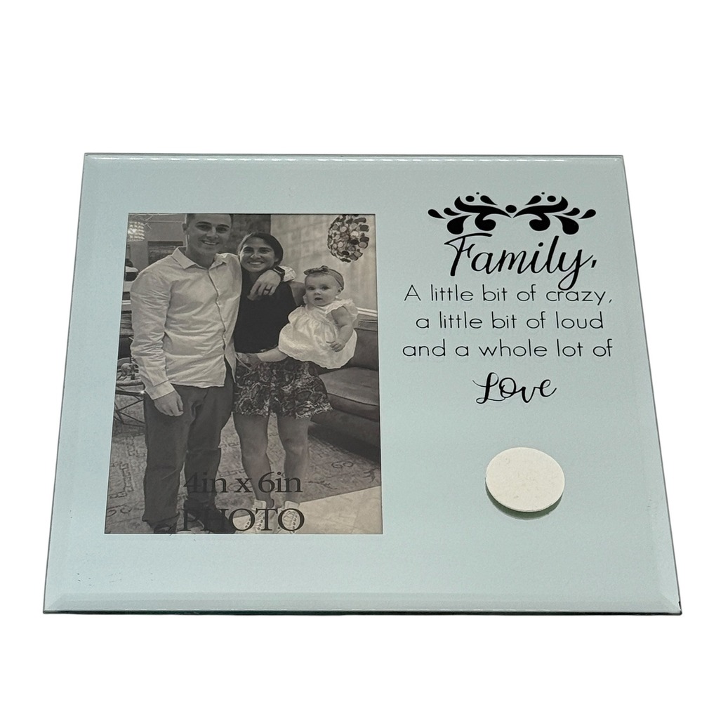 Old East Main Co Glass Family Photo Frame Seafoam Green 4x6 Horizontal Tabletop - Picture 2 of 10